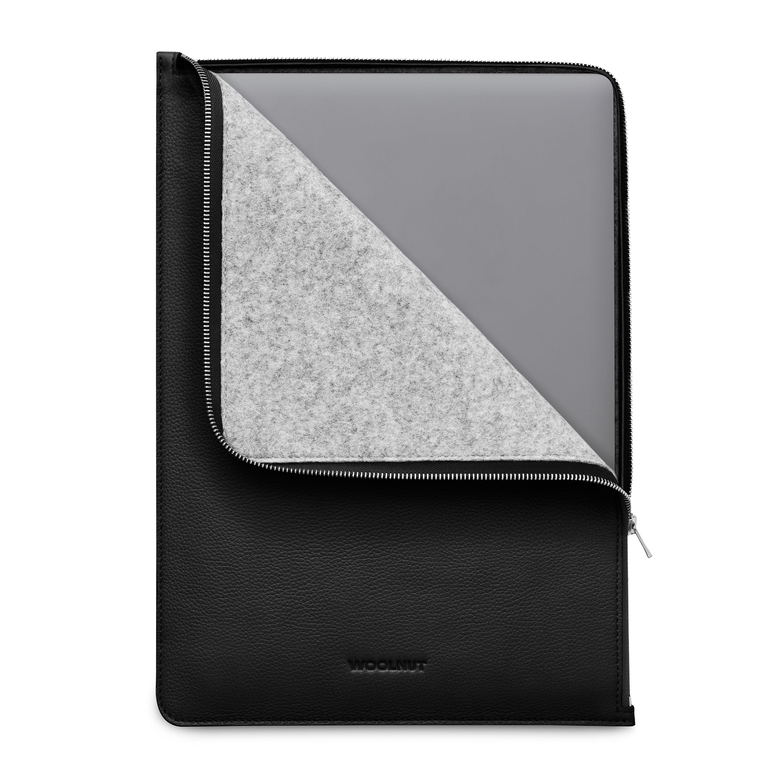 WOOLNUT Funda tipo libro para MacBook Pro 16, cremallera YKK Premium, cuero de grano completo, interior de fieltro de lana, ajuste a medida, diseño escandinavo, compatible con Apple MacBook Pro de 16