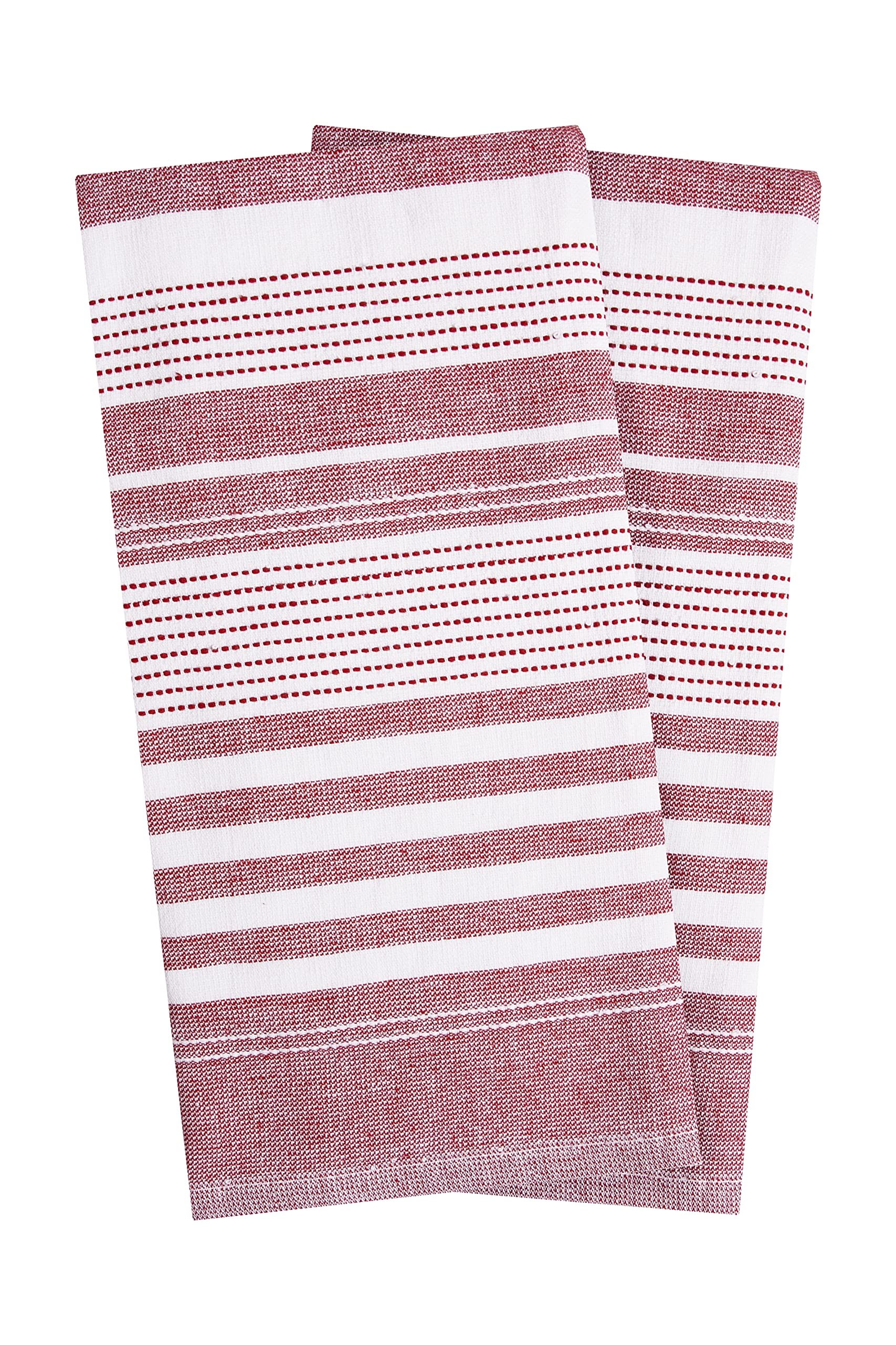 T-fal Textiles Skipping Stripe Dual Kitchen Towel 2-Pack, Paprika,99940