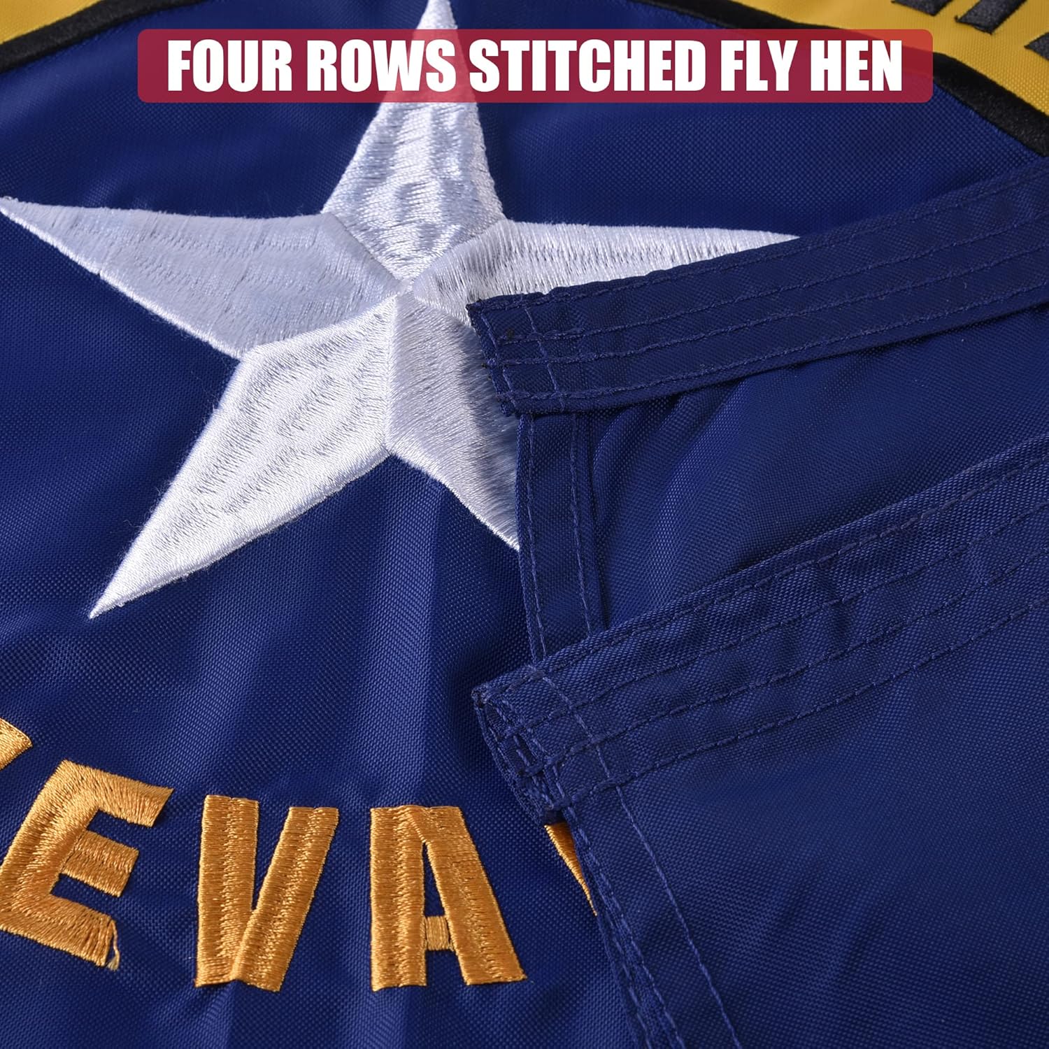 Nevada State Flag 5x8 Ft, Deluxe Full Embroidered Heavy Duty Polyester Durable NV Outside Flags, Indoor/Outdoor, Sewn Stripes and Brass Grommets - Image 6