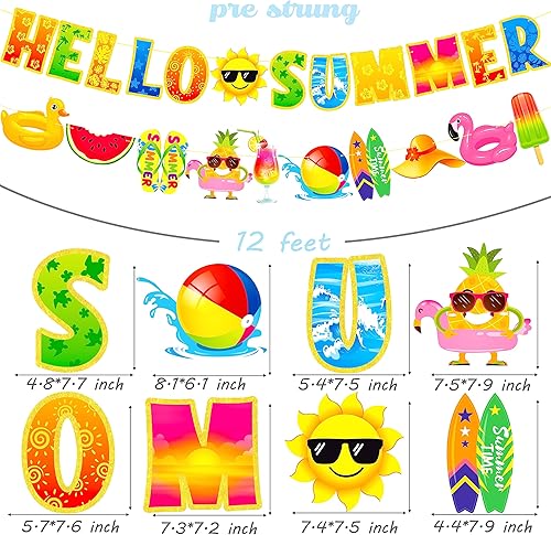 Miniatura 5 de Pancartas de Hello Summer para fiestas de cumpleaños, decoraciones para fiestas en la piscina, carteles para letreros de sol, cumpleaños, playa,