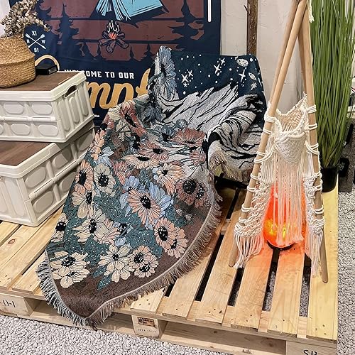 Manta occidental bohemia decorativa para sofá, silla, cama y sofás, manta retro tribal azteca, funda de algodón trenzado, multicolor, 50 x 60