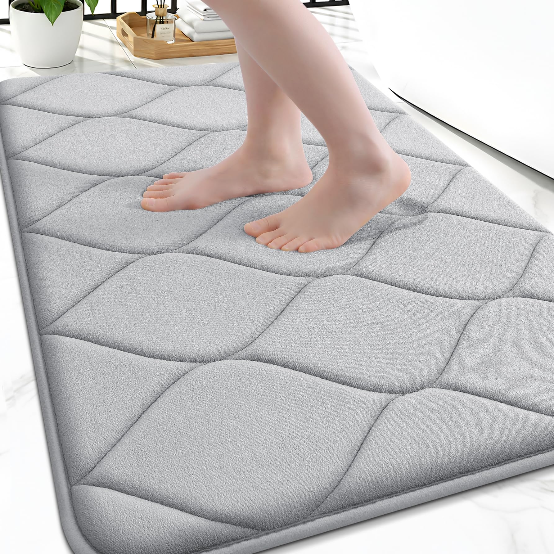 Smiry Memory Foam Bath Mat 30x20, Ultra Soft Absorbent Bathroom Rugs