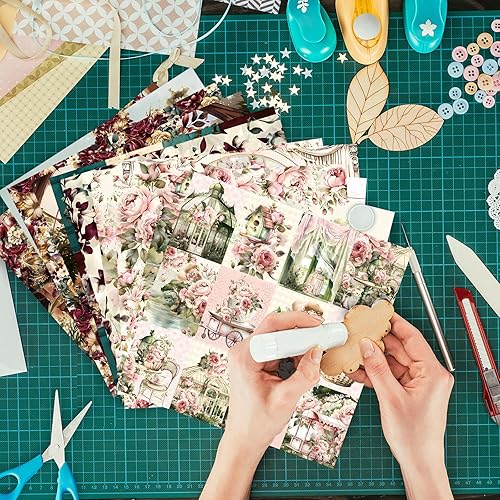 Vista 128 de Papel de manualidades, 24 hojas, 12 diseños, álbumes de recortes, una sola cara de 6 x 6 pulgadas, papel de cartulina, álbumes de recortes, 24