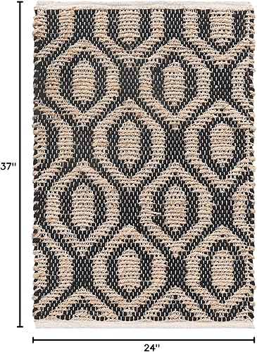 Miniatura 2 de Unique Loom Chindi Jute Collection - Alfombra rectangular (2 x 3 pies 1 pulgada, color negro y azul marino)