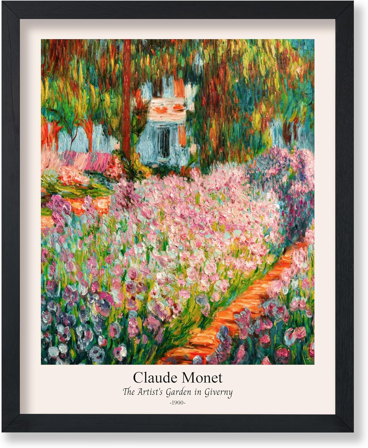 Poster Master Vintage Claude Monet Poster - Retro The Artist's Garden in Giverny Print - Flower Painting - Fine Art - Classic Painting Masterpiece - Floral Bedroom Wall Decor - 8x10 UNFRAMED Wall Decor