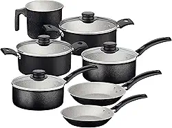 Jogo de Panelas Tramontina Turim em Alumínio com Revestimento Interno e Externo em Antiaderente Starflon Max Preto 07 Peças