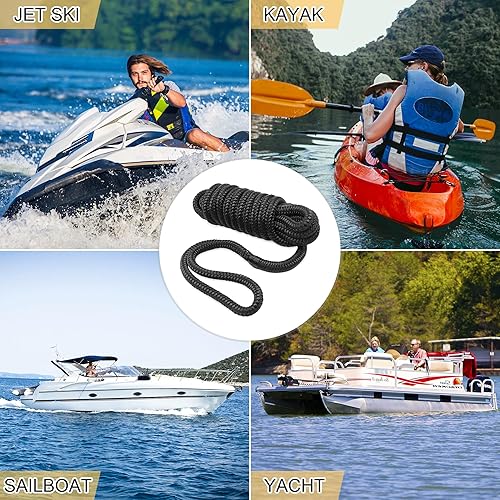Vista 26 de AOLEBA Líneas de muelle de barco de 3/8 pulgadas x 15 pies para barcos, cuerda de nailon trenzado doble para barco, líneas de barco para Rojo