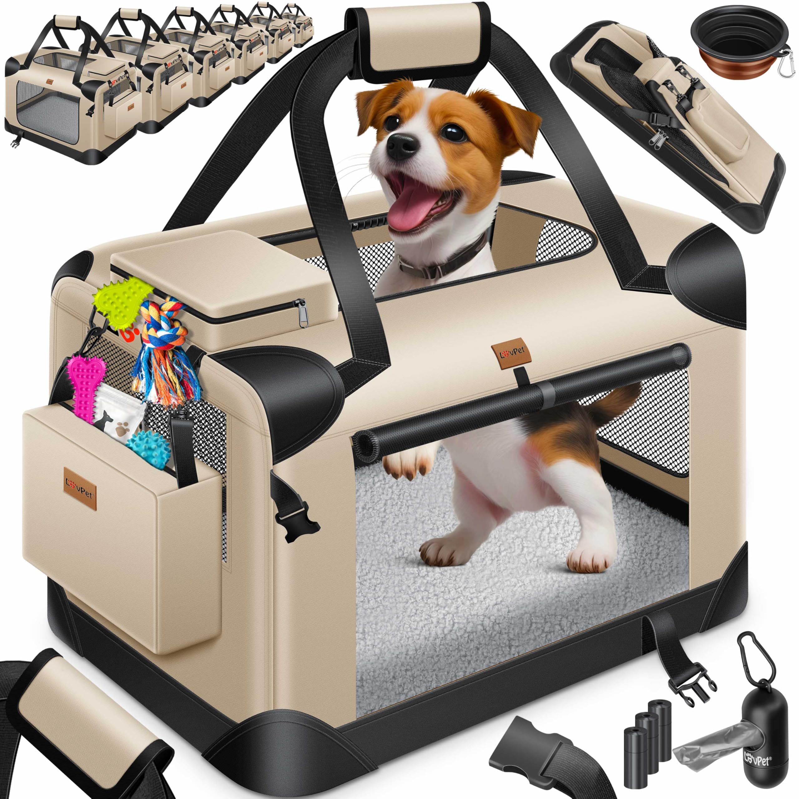 Hondenbox – Transportbox Hond – Opvouwbaar- Maat L 70 X 52 X 52 Cm Incl Lekmat Spatel En Reflectoren Hondentransportbox Auto Voor Kleine En Grote Honden Rood