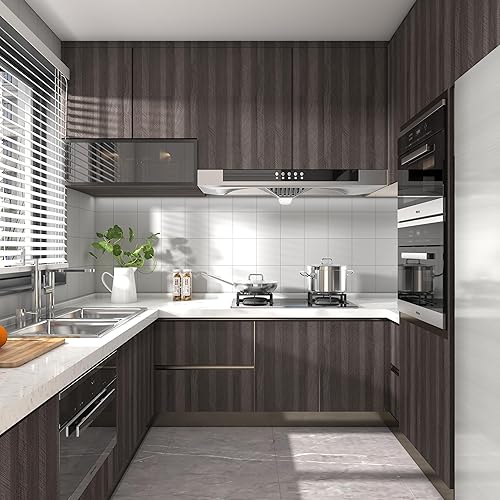 Miniatura 7 de MILEPER Papel tapiz autoadhesivo de madera marrón de 15.7 x 78.8 pulgadas, autoadhesivo, extraíble, texturizado, papel tapiz de grano de madera