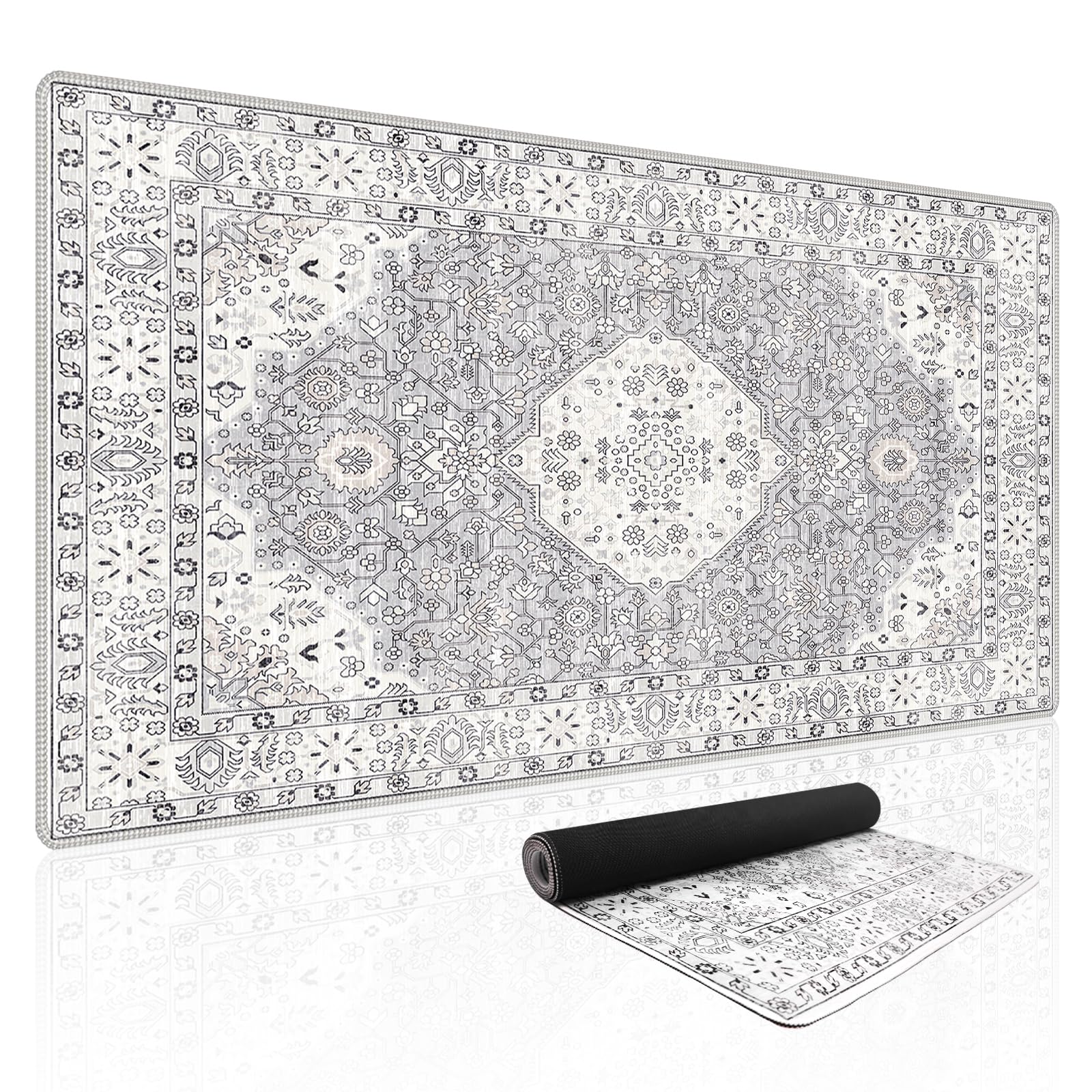 Baziabbo Bonita alfombrilla de escritorio, XXL extendida grande, alfombrilla de mouse para juegos con borde cosido, base de goma antideslizante, alfombrilla de escritorio para el hogar, oficina, juego