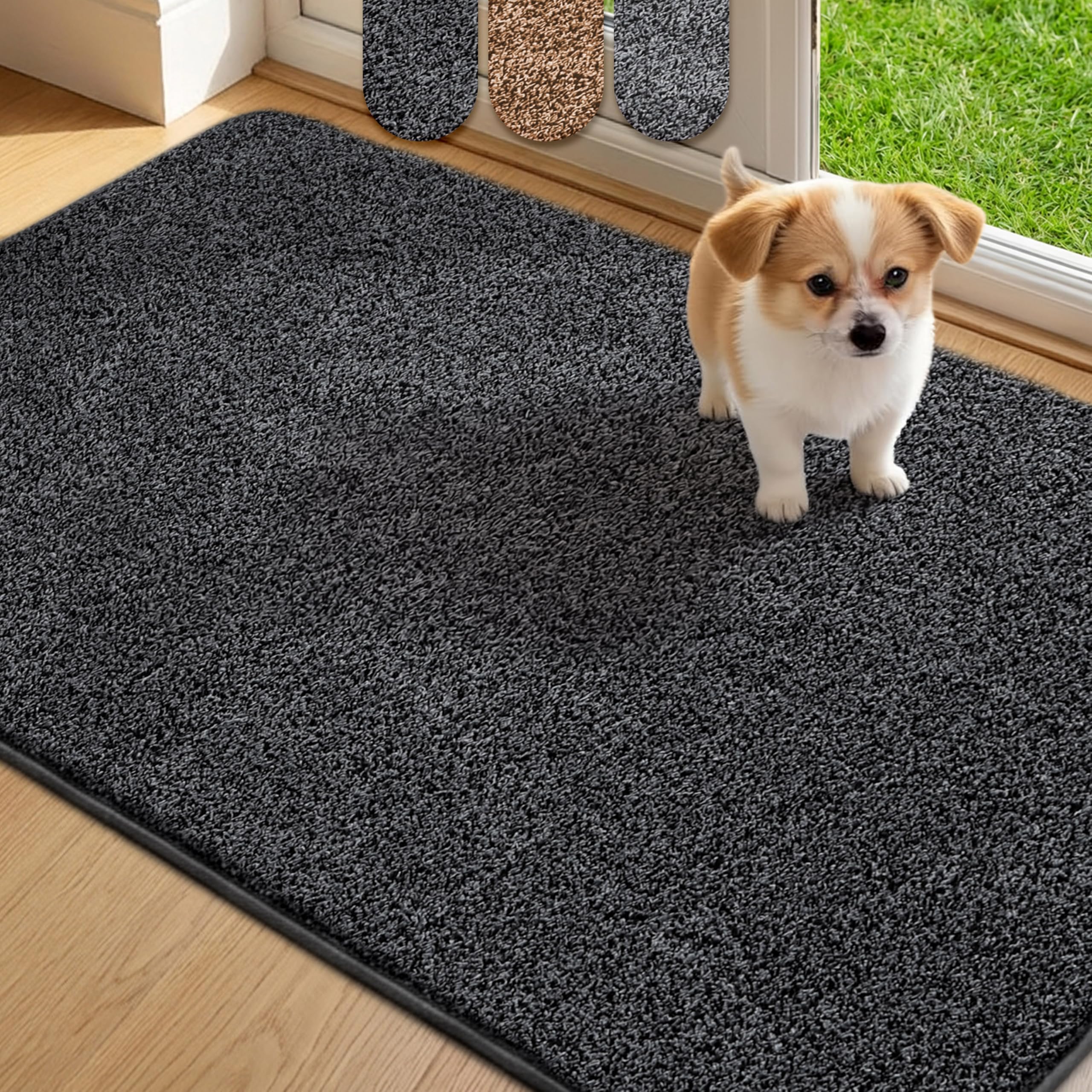 Mibao SoftStep Luxus Schmutzfangmatte 50x80 cm – Waschmaschinenfeste Fußmatte für Innen, rutschfest & Saugstark – Geeignet für Haustür und Flur – Schwarz