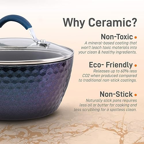 Miniatura 4 de NutriChef NutriChef PRTNCCW11BDSP - Olla de salsa duradera con tapa, antiadherente de alta calificación con tapas de vidrio templado transparente,