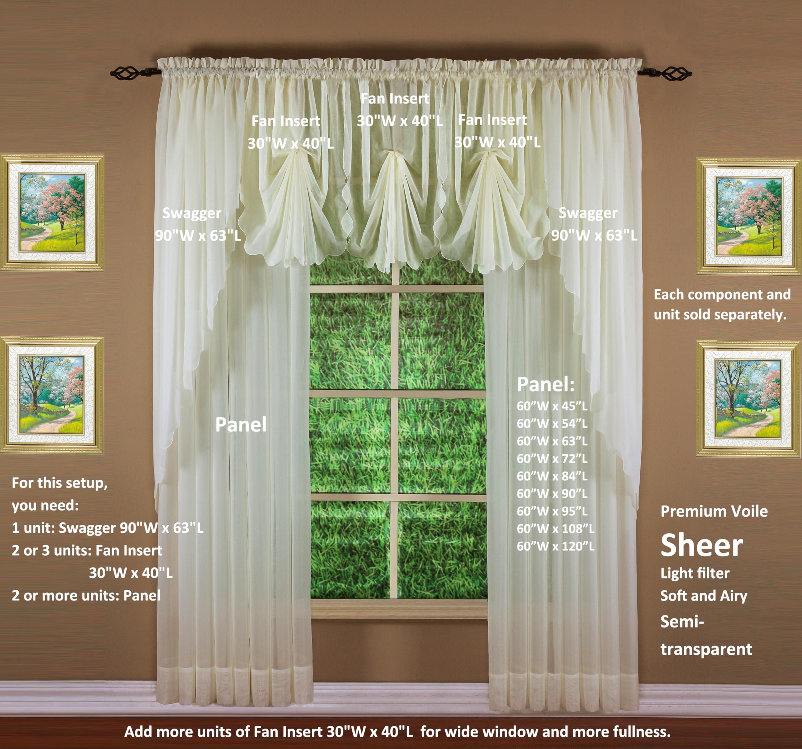 Today's Curtain Emelia Original Cantonnière en Voile, écru, 76,2 x 101,6 cm (l x L)