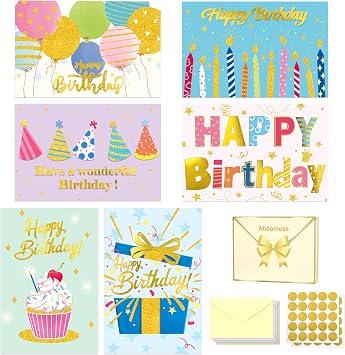 36 Pack Foil Stamped Greeting Cards with Envelopes for Party Gifts