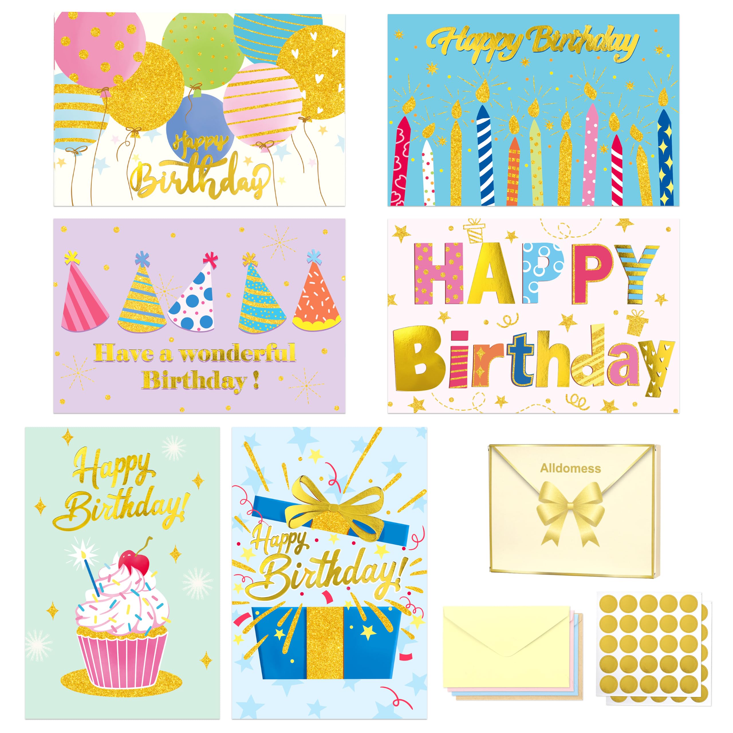 36 Pack Foil Stamped Greeting Cards with Envelopes for Party Gifts