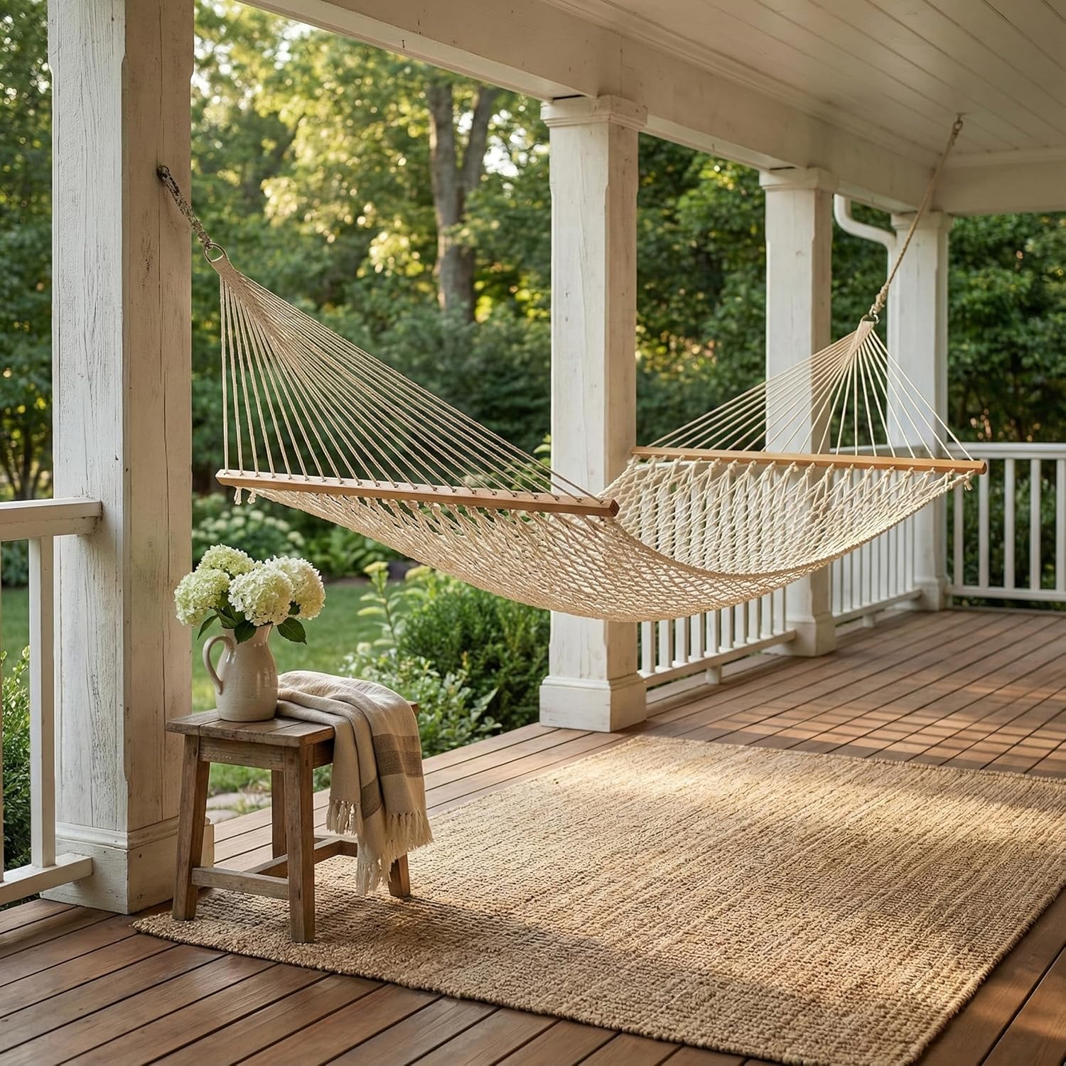 Fab Habitat Rope Recycled Polyester Hammock - Miami - Natural - Indoor/Outdoor, Quick Dry, 2 Person 400 lbs Capacity - Patio, Poolside, Backyard, Garden, Beach, Balcony - 12-14 ft Adjustable