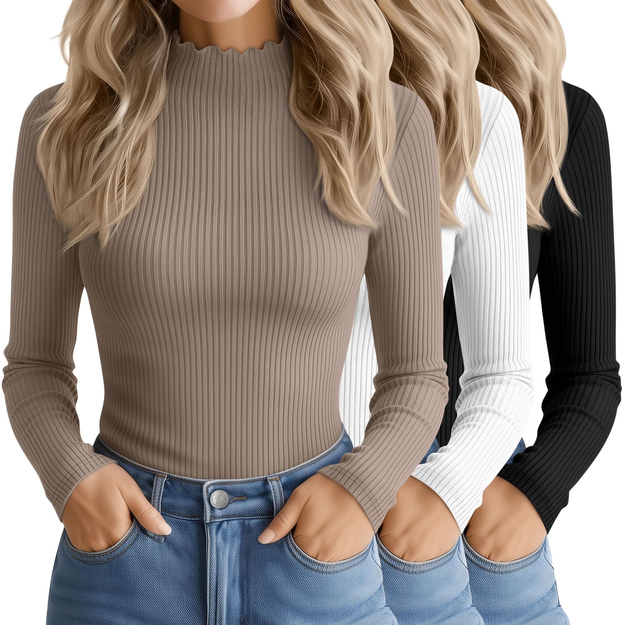 Oakgarden Cotton Mock Turtleneck 3 Pack