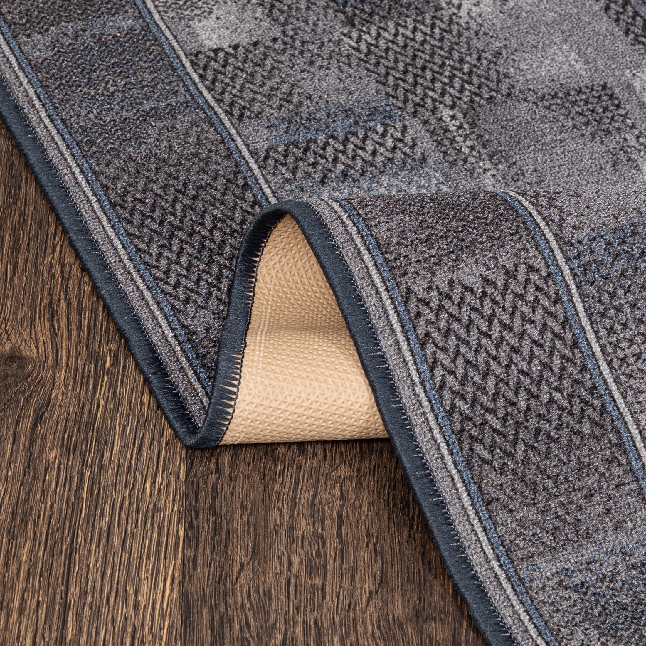 Mazovia Alfombra de Pasillo Larga - Alfombra Antideslizante Moderno Motivo Geométrico - Pelo Corto - Alfombras de Pasillo por Metros - Alfombras para Pasillos Largos - Gris - 67 x 150 cm