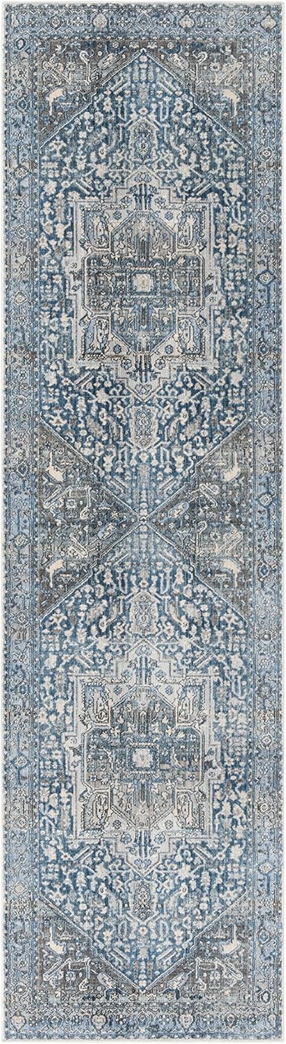 SAFAVIEH Persian Collection Runner Rug - 2'2" x 8', Charcoal & Blue, Oriental Distressed Design, Non-Shedding & Easy Care, Ideal for High Traffic Areas in Living Room, Bedroom (VTP474H)