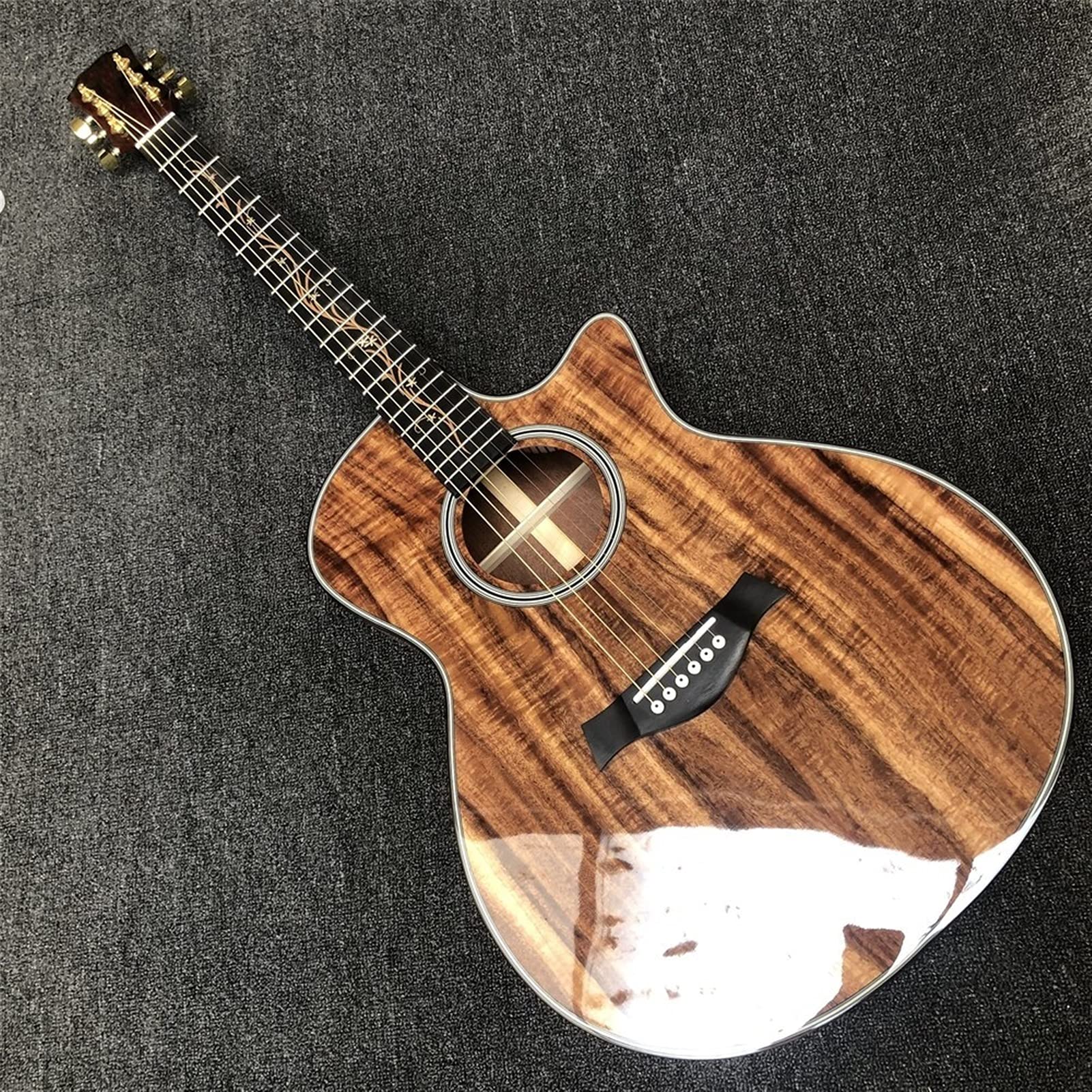 CJWSLYT Guitar Looking Acoustic Guitar Vine Inlays Beginner Acoustic Electric Guitar 41 Inches Acous