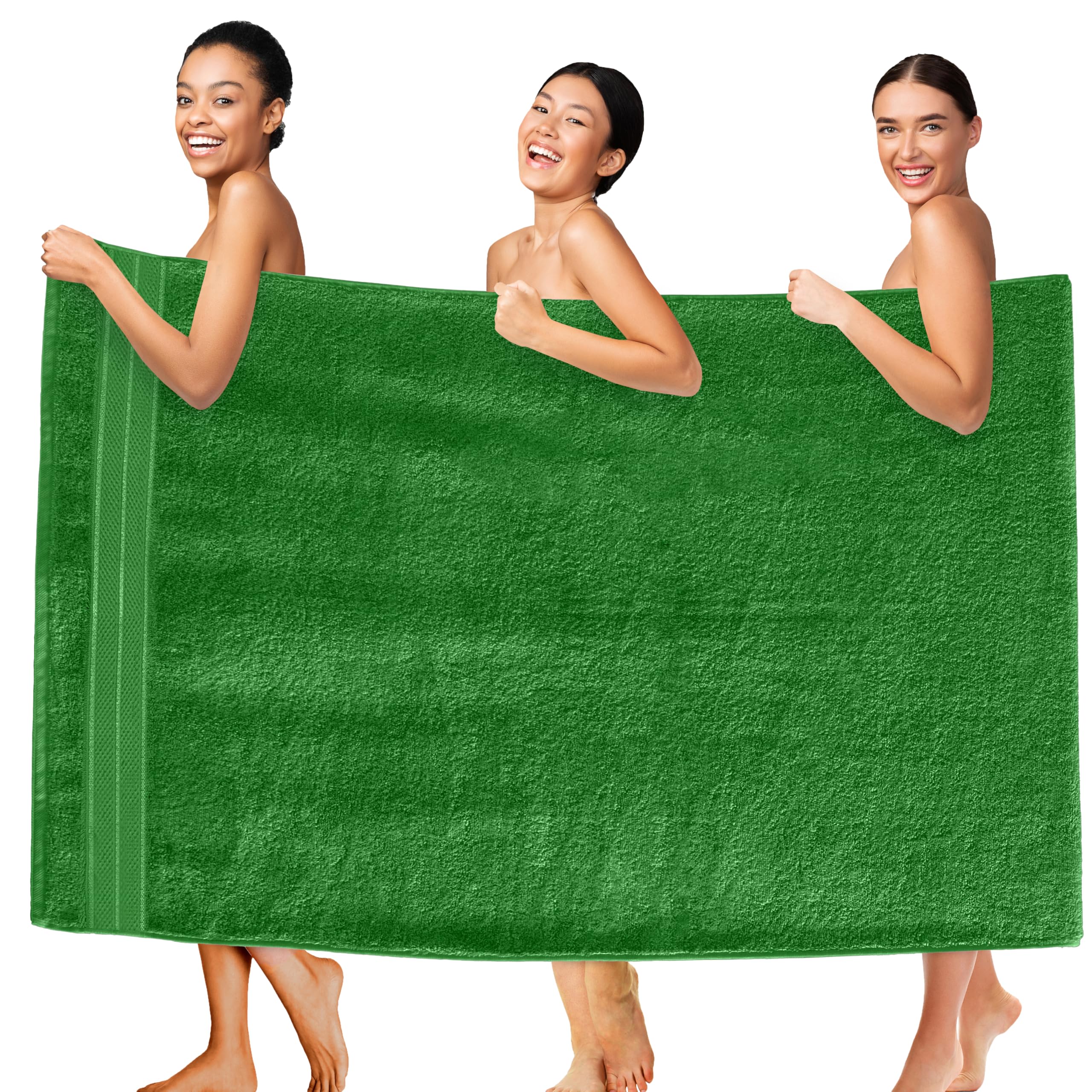 Elegant Comfort Three Line Popcorn Extra Large Luxury Bath Towel - 40" x 80" inch, Premium Hotel Spa Quality 1 Piece Oversized Bath Sheet 100% Turkish Cotton Super Soft Highly Absorbent, Emerald Green