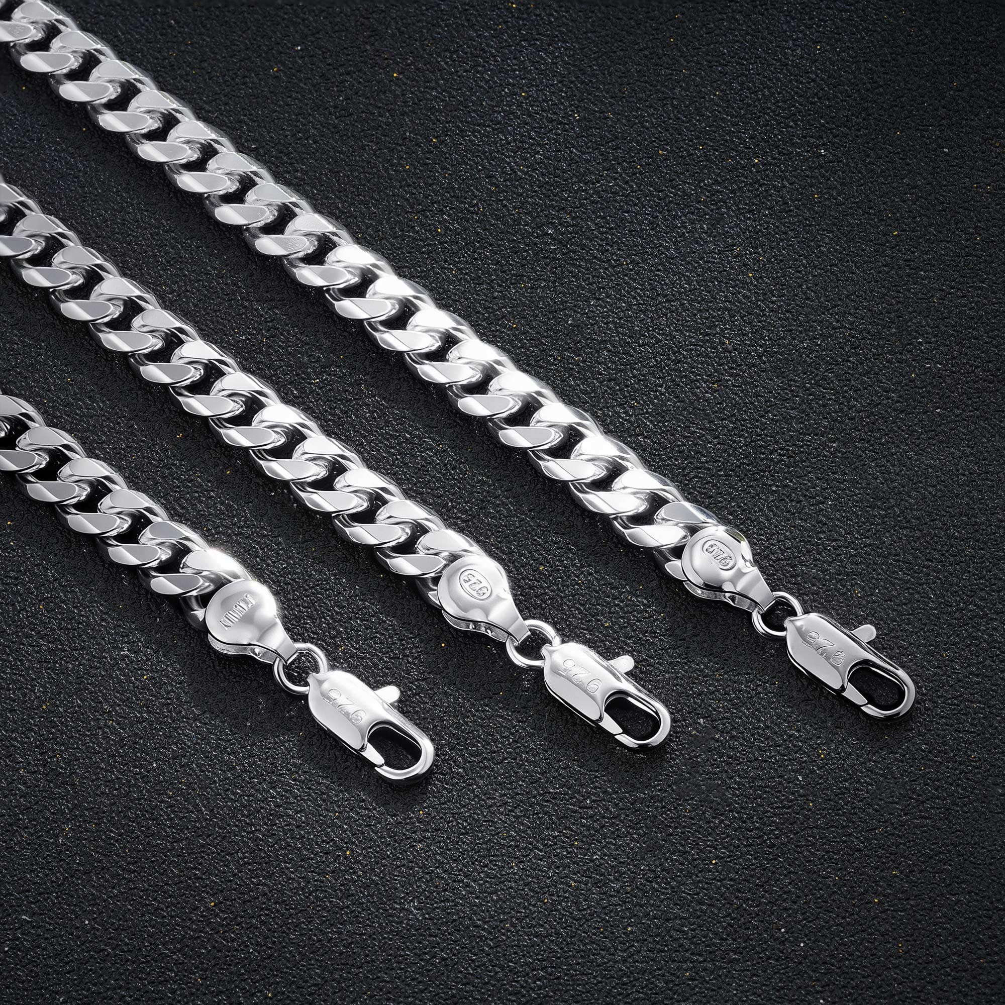 SLOONG Pulsera de plata de ley para hombre, cadena cubana gruesa de 5 mm, joyería de plata para hombre, regalo para hombres, niños, padre, hermano, 7/7.5/8/9 pulgadas