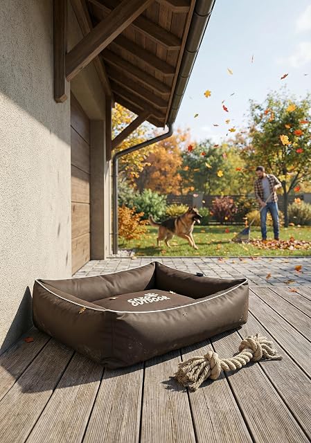 Foto 5 de 8 de Cama impermeable CAZO para perros para exteriores, 140 x 120 cm, talla XXL, marrón, L1702/E