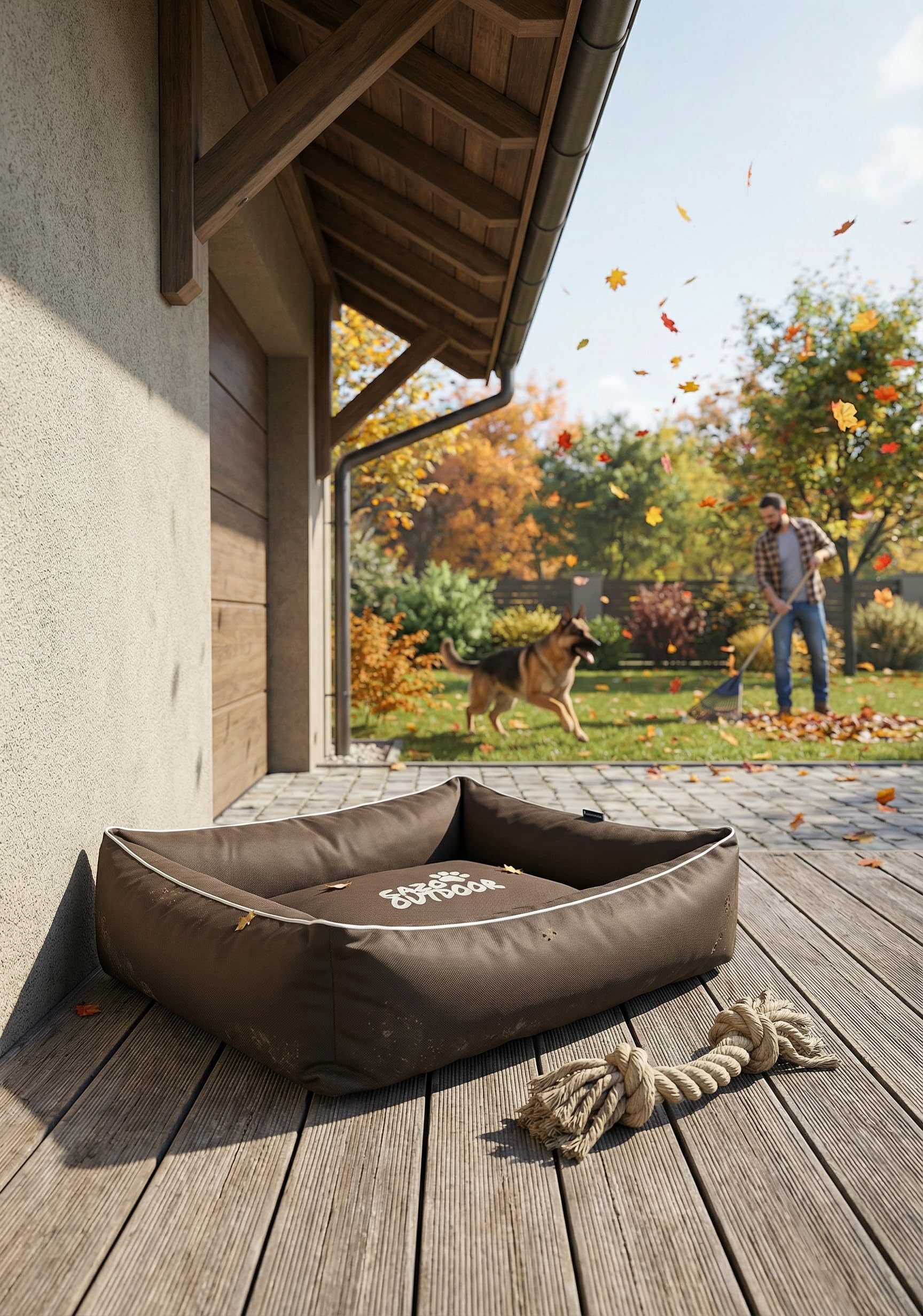 Cama para perros de Cazo Maxy, para exteriores, resistente al agua y a la abrasión, relleno de espuma viscoelástica (120 x 95 x 26 cm), extra grande, color marrón chocolate
