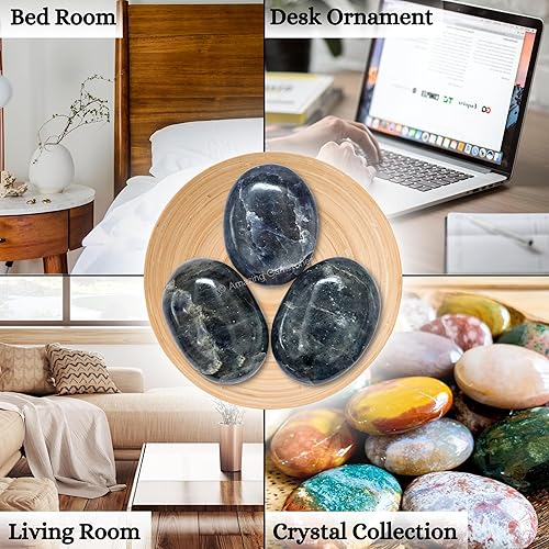 Miniatura 6 de Cristales de Iolite y piedras curativas  Cristales de piedra de palma grande  Cristal para la buena suerte, energía positiva equilibrada,