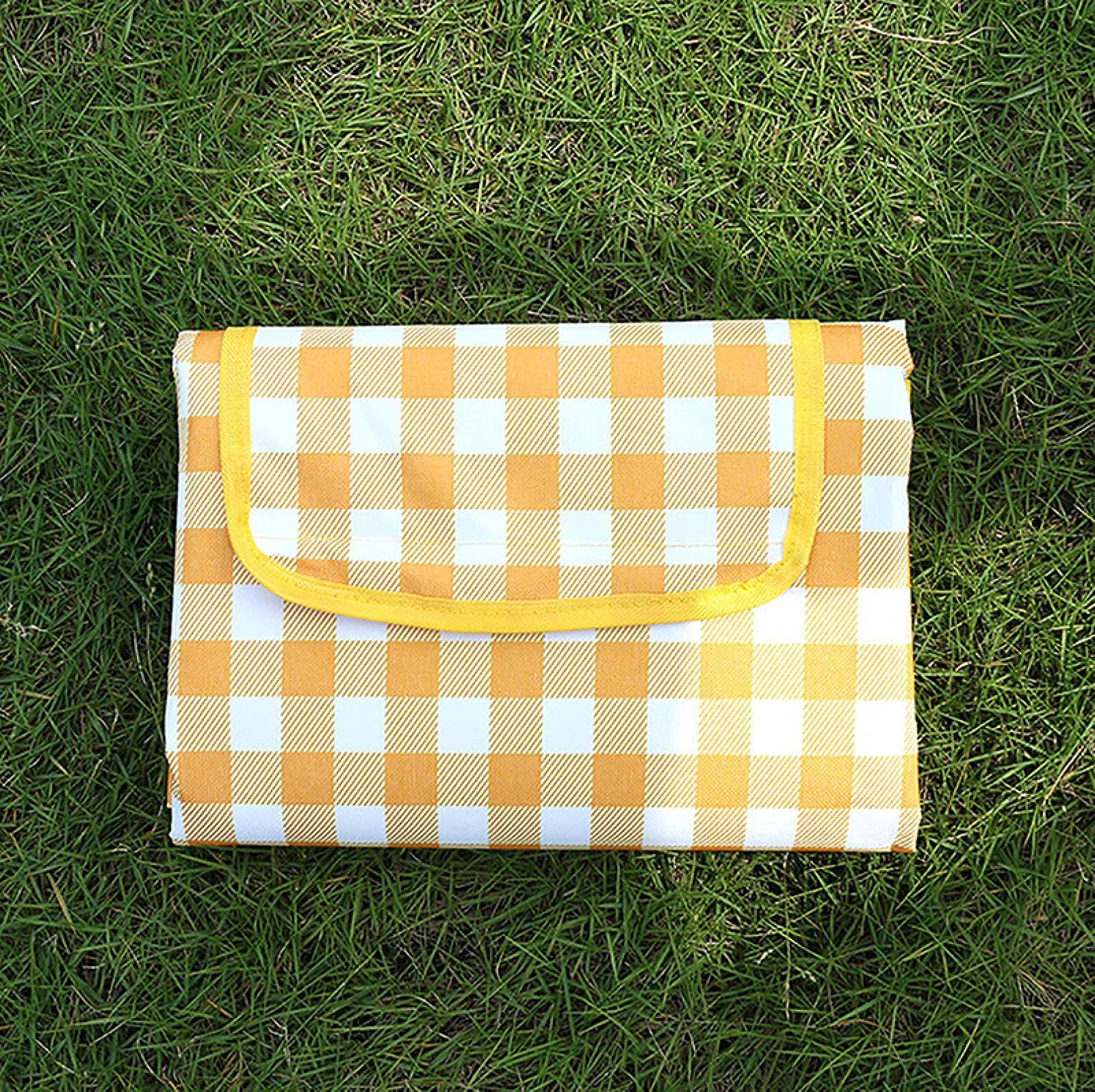 Couverture de plage jaune pliable et imperméable pour camping