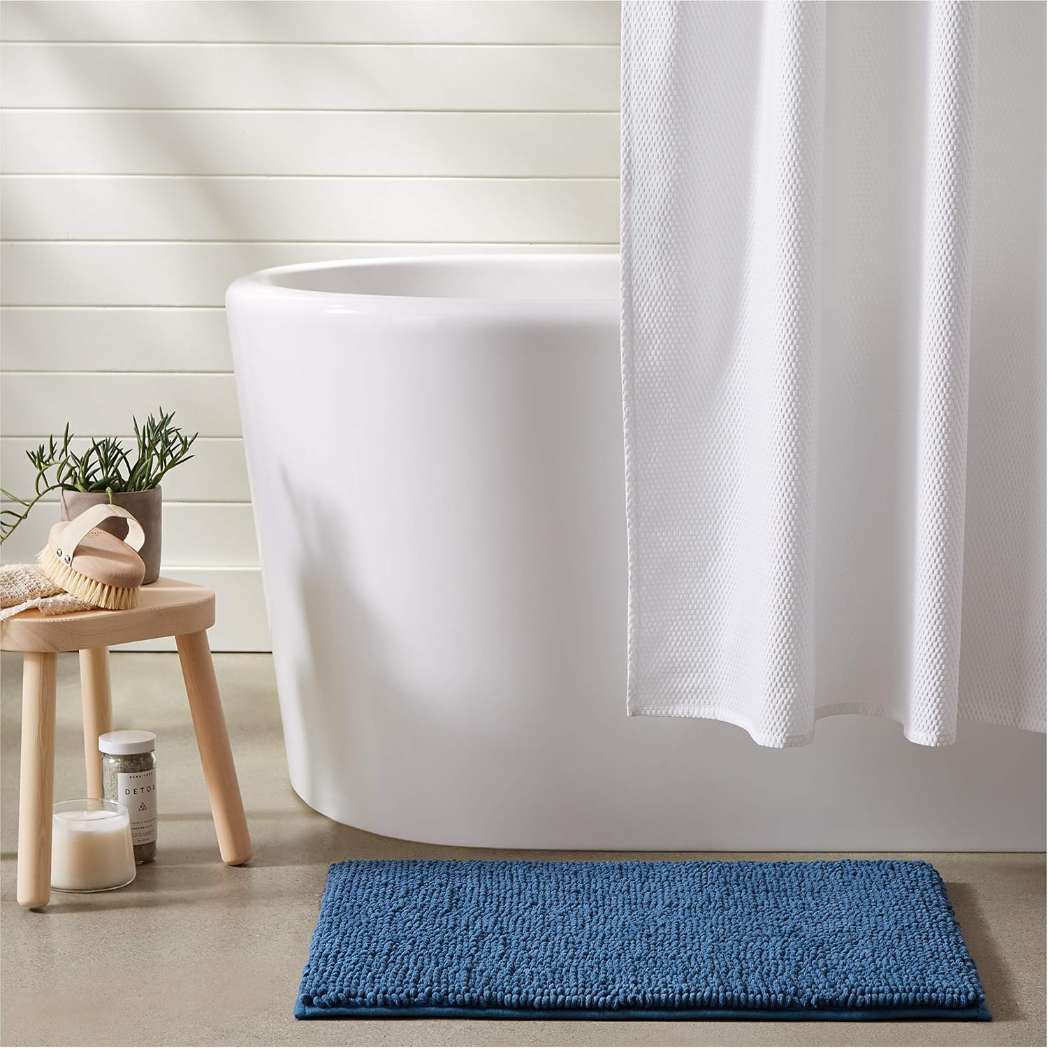 Amazon Basics Chenille Loop Memory Foam Bath Mat - Small, Blue