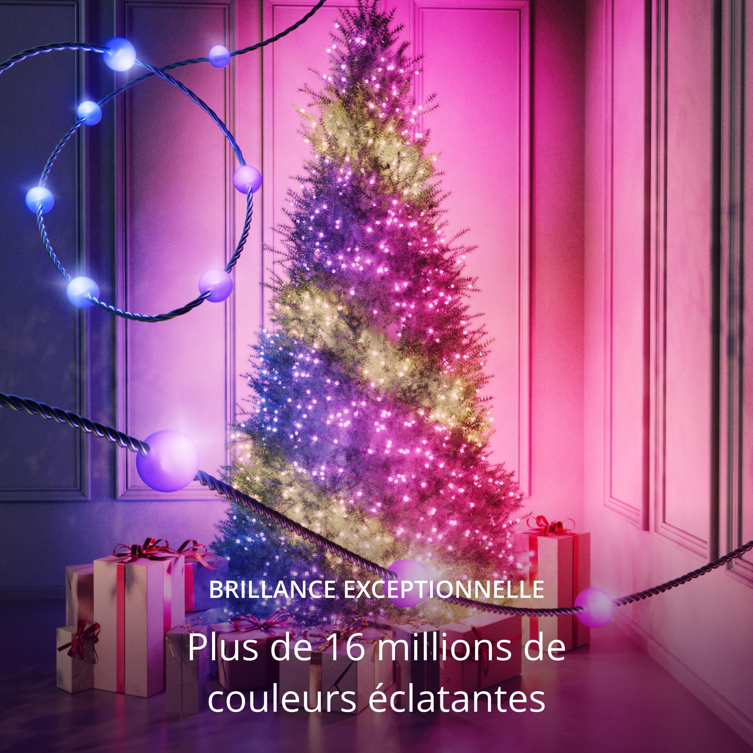 Twinkly Strings USB-C Pearls 200 LED, Guirlande Lumineuse en Forme de Perle, Fil LED Multicolore RGB, Lumières Saint-Valentin, Compatible avec Alexa, Google Home, Alimentation USB C, Fil Vert, 12m