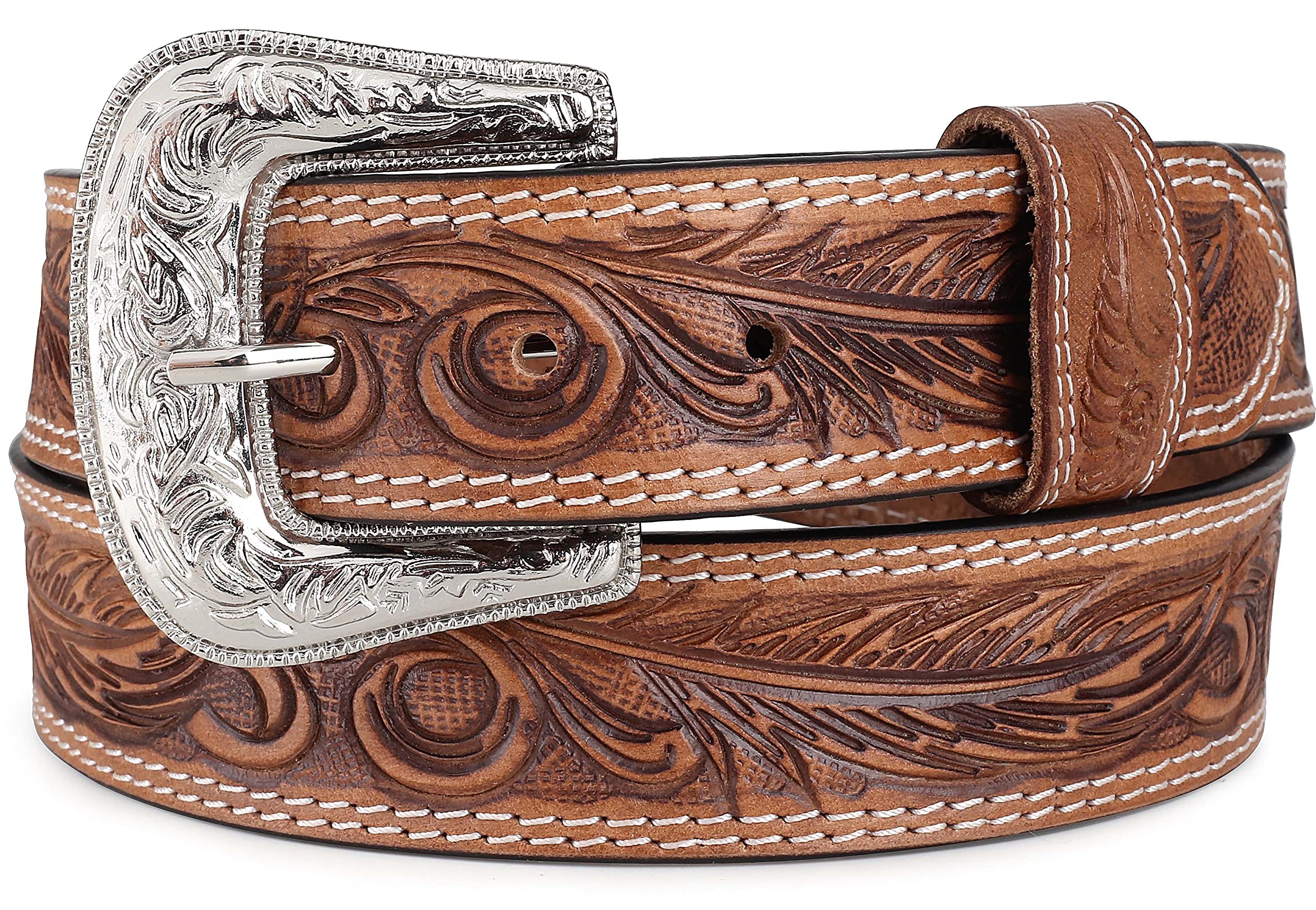 F&L CLASSIC mens Western full grain Leather belt Strap w/Snaps for Interchangeable Buckles, USA,7-941-06-size 38