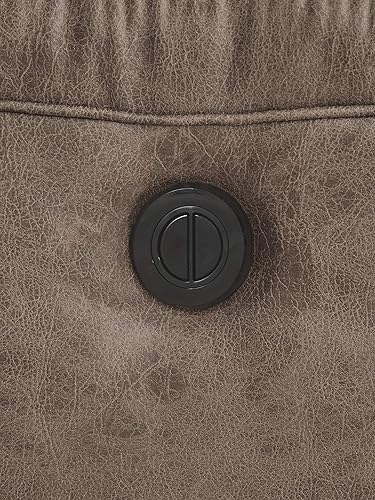 Miniatura 18 de Signature Design by Ashley Stoneland - Sofá biplaza reclinable manual de piel sintética con consola central, color marrón claro