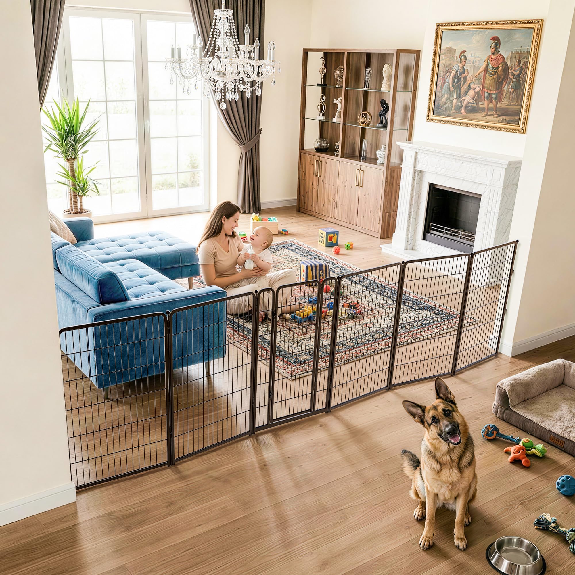 FXW Dog Gate, Extra Wide Adjustable for Openings Up to 165", 45" H