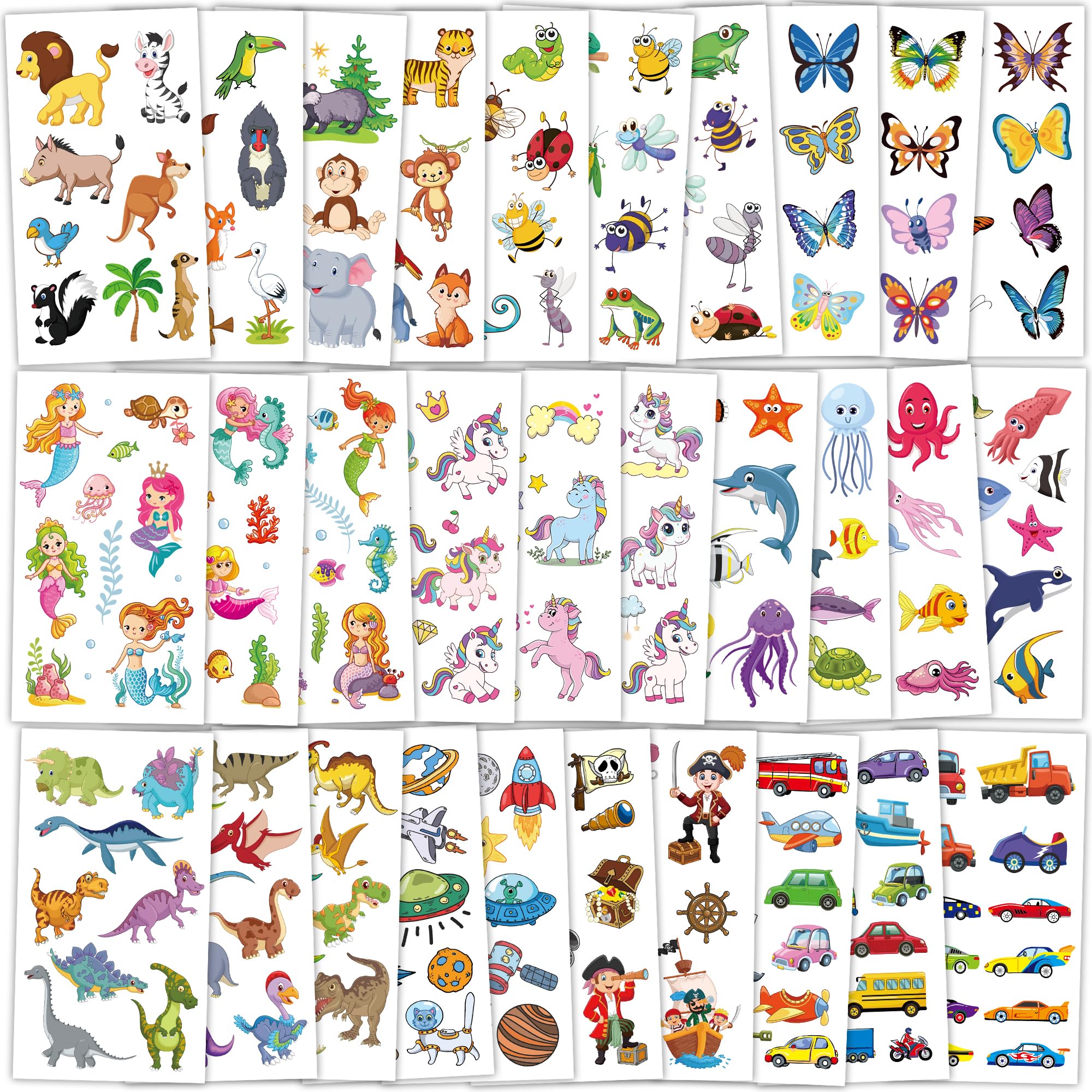 Photo 1 of 320 Patterns Temporary Tattoos, 36 Sheets Temporary Tattoos, Waterproof Fake Tattoo Accessories Animal Dinosaur Butterfly Mermaid Space Stickers Party Favors