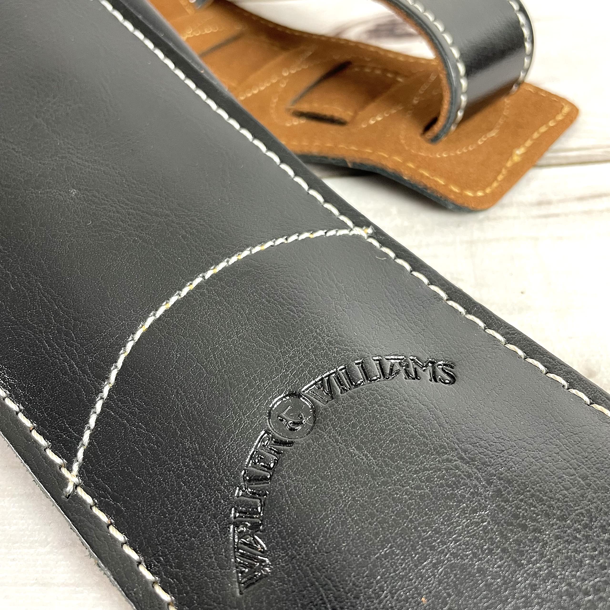 Walker & Williams super largo nero 10,2 cm, con imbottitura doppia tracolla in pelle per basso