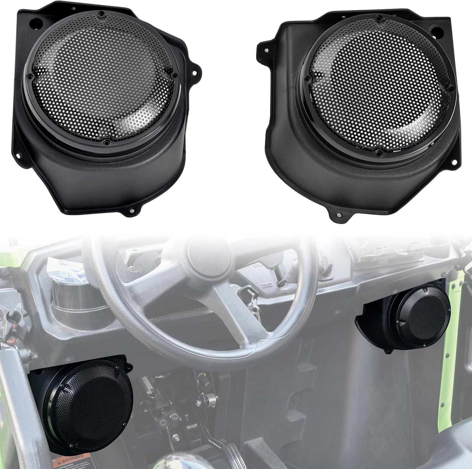 SAUTVS 6.5" Under Dash Kick Speaker Pod Brackets Compatible with Honda Pioneer 520 2021+ Accessories, Front Kick Panels Loudspeaker Mount Enclosures Support 6.5inch Speaker Devices, 2PCS