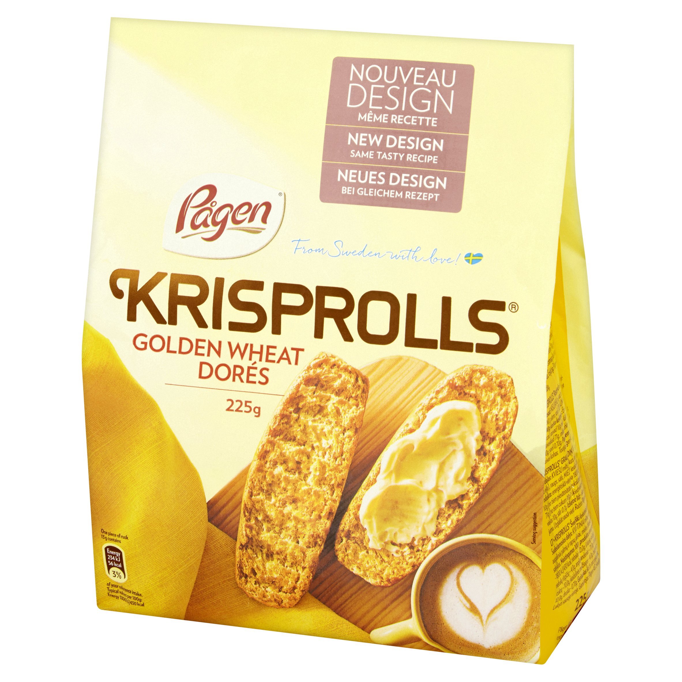 Pagen Krisprolls Dores di grano dorato, (5x225g)