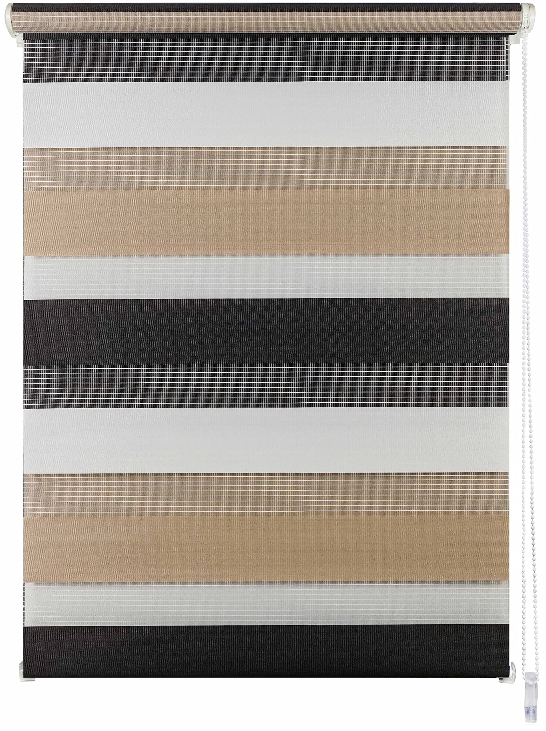 Doppelrollo Klemmfix Duo Rollo für Fenster ohne Bohren, Sonnenschutz Plisseerollo lichtdurchlässig und Blickdicht Cappuccino 80x210 cm