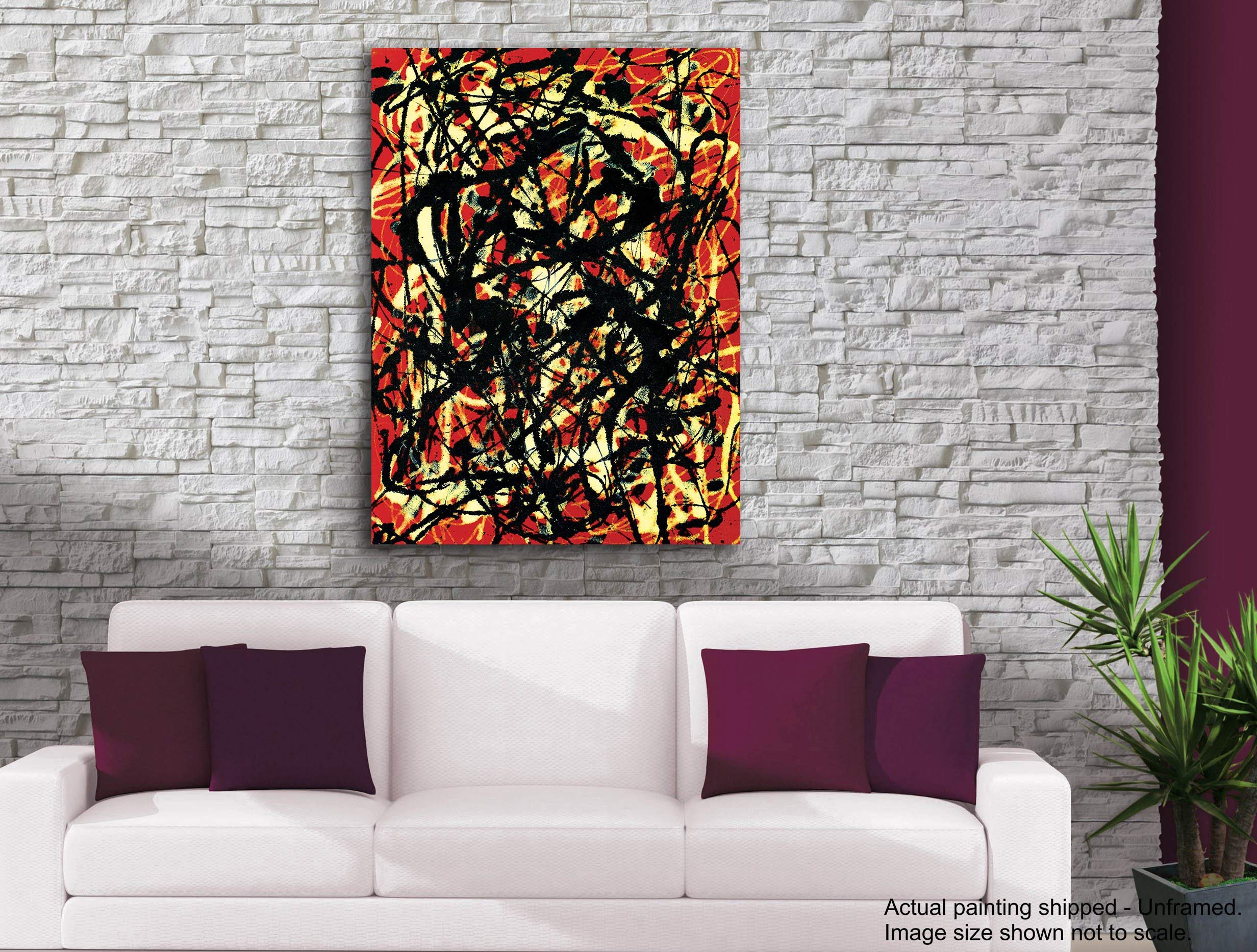 Tamatina Jackson Pollock Art Canvas Paintings | Blue Poles | Modern & Abstract Art| Dripped Art Paintings for Home décor|Size - 36X27 Inches.k134