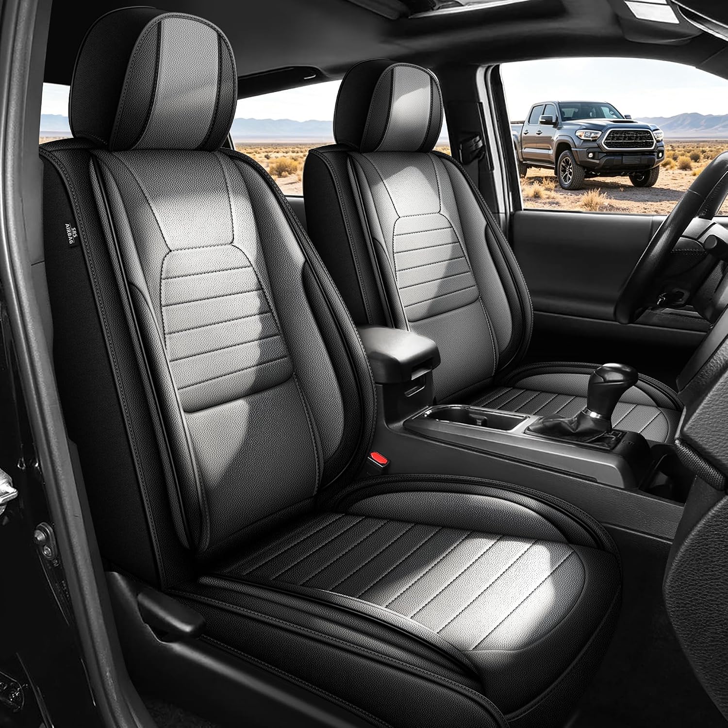 APEJET Custom-Fit Faux Leather Seat Covers for Toyota Tacoma 2024–2026 (Full Set)