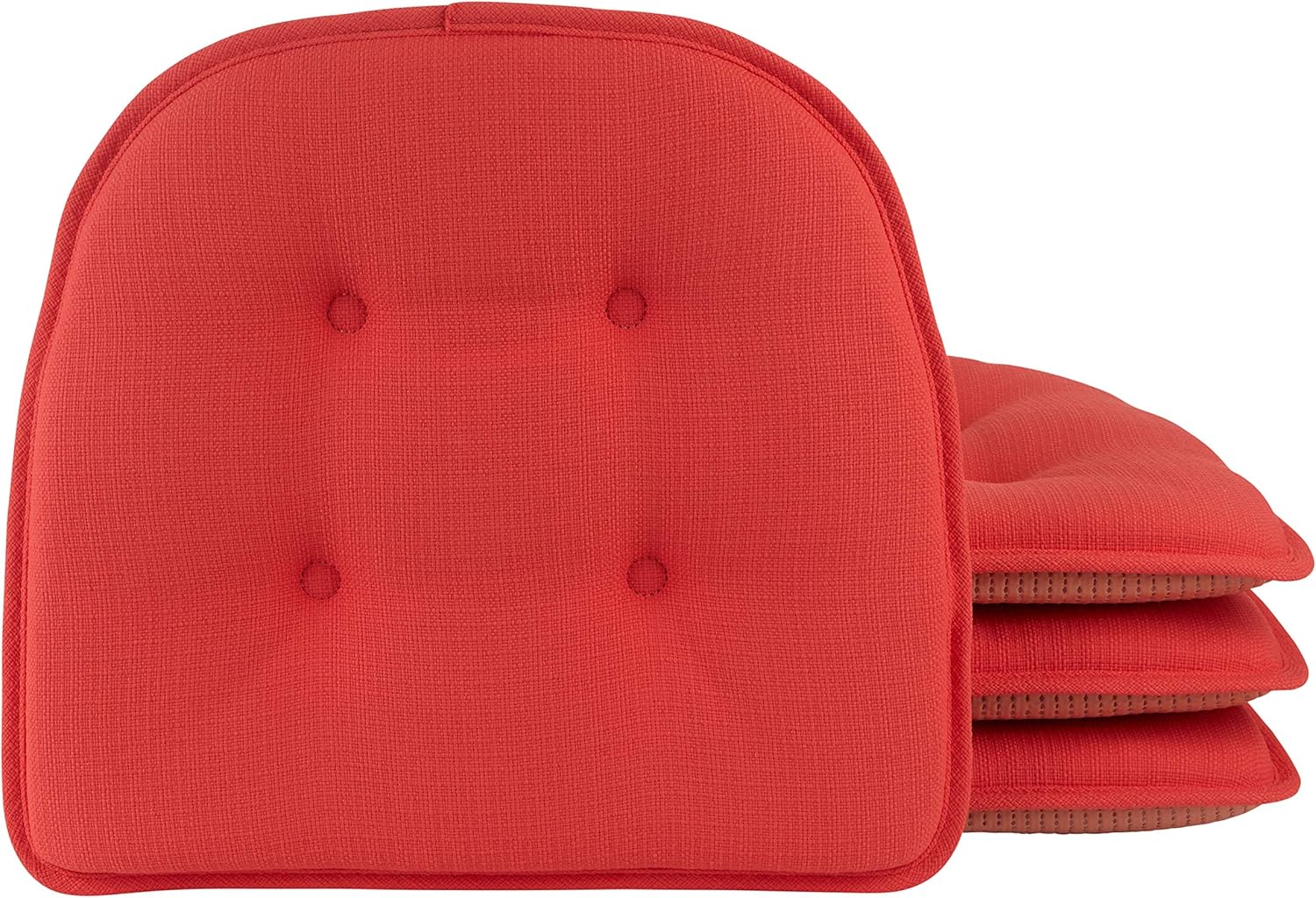 Klear Vu Omega Non-Slip Chair Cushions, Assembled in USA, U-Shaped Skid-Proof Seat Pads for Dining Room, Kitchen, Office, 15"x16", 4 Pack, Solid Coral 4 Count Solid Coral 4 Pack