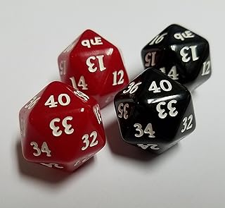 quEmpire Red & Black Commander / EDH Spindown Life Dice Sets (40-21 & 20-1)