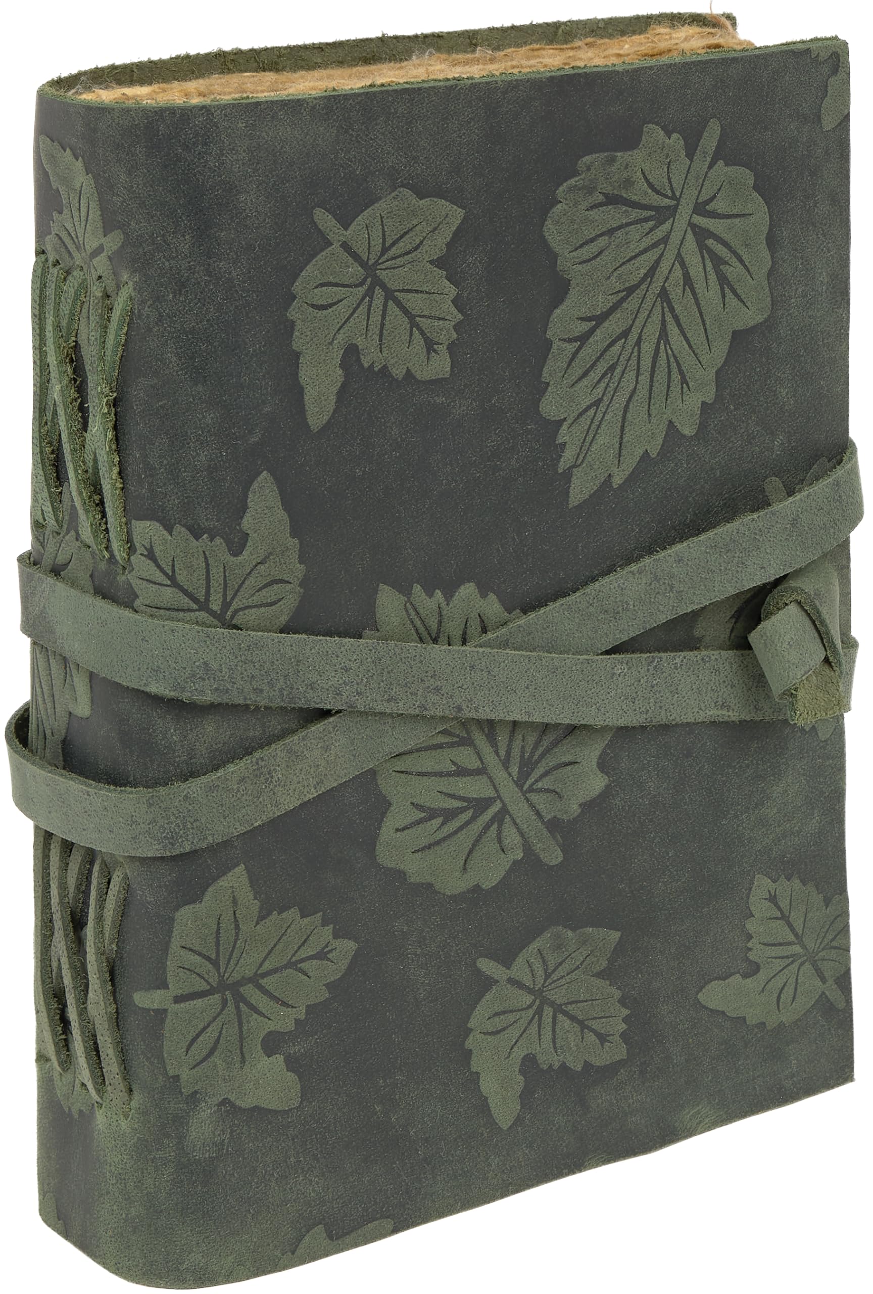 Taccuino pelle vintage verde con carta di cotone 21x16 cm ideale come diario da viaggio o agenda in pelle artigianale