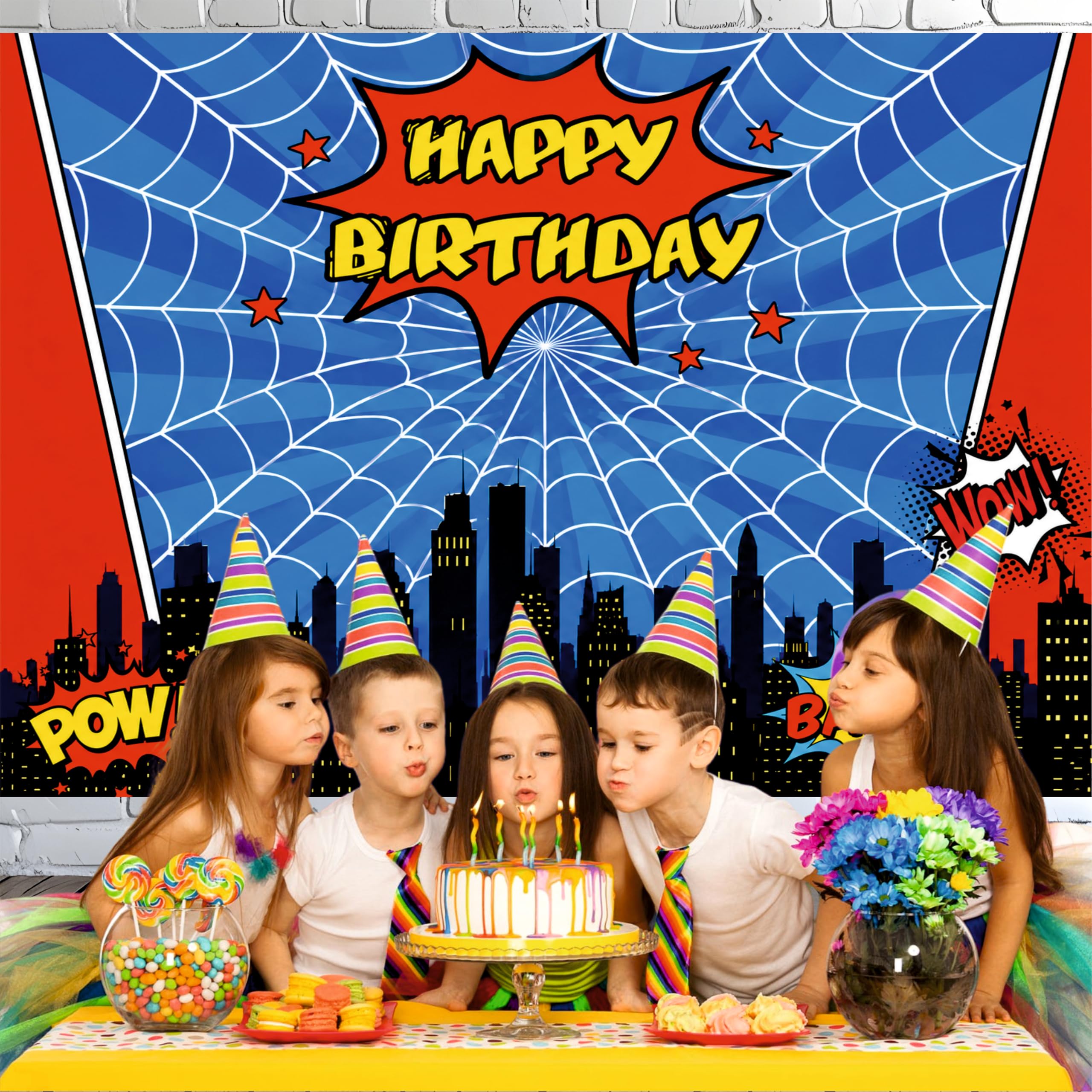 Superhero Birthday Backdrop - 5x4 Ft -5