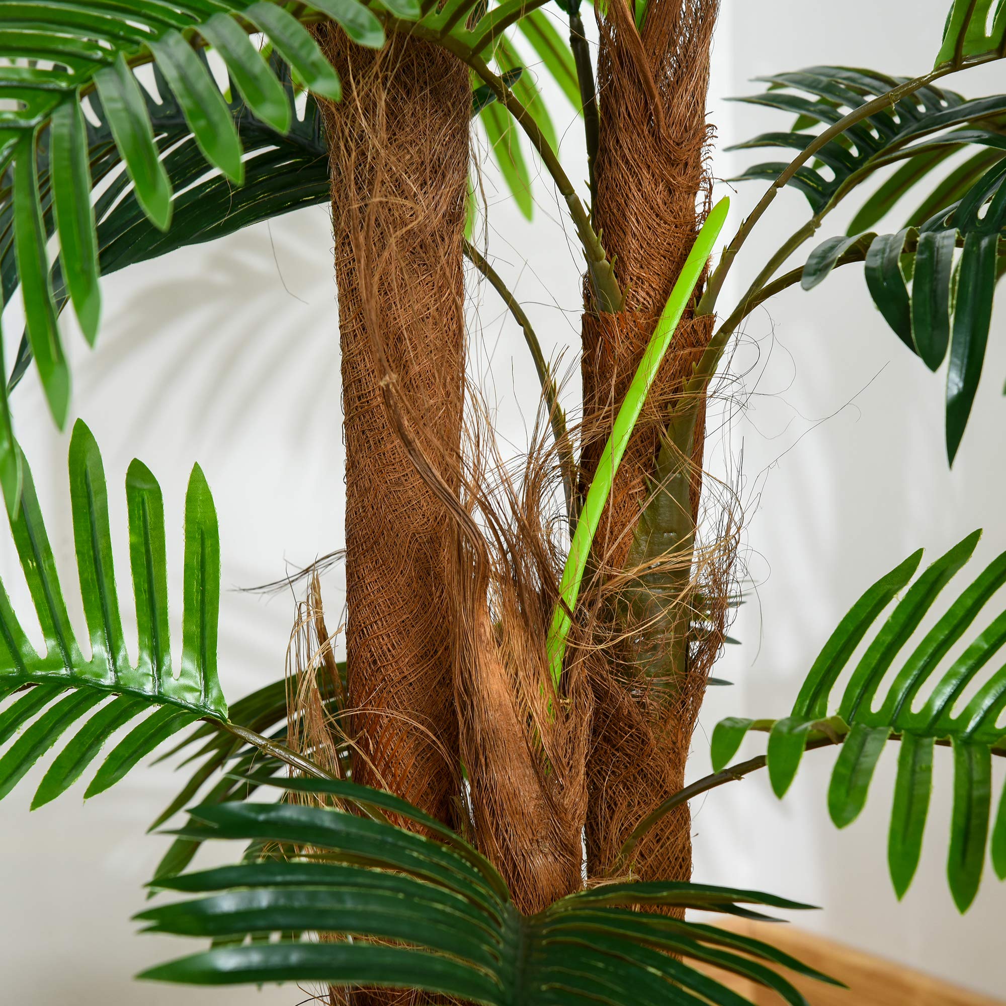 Outsunny Palmier Artificiel Hauteur 1,2 m Arbre Artificiel Tronc Branches Lichen Feuilles Grand réalisme Pot Inclus