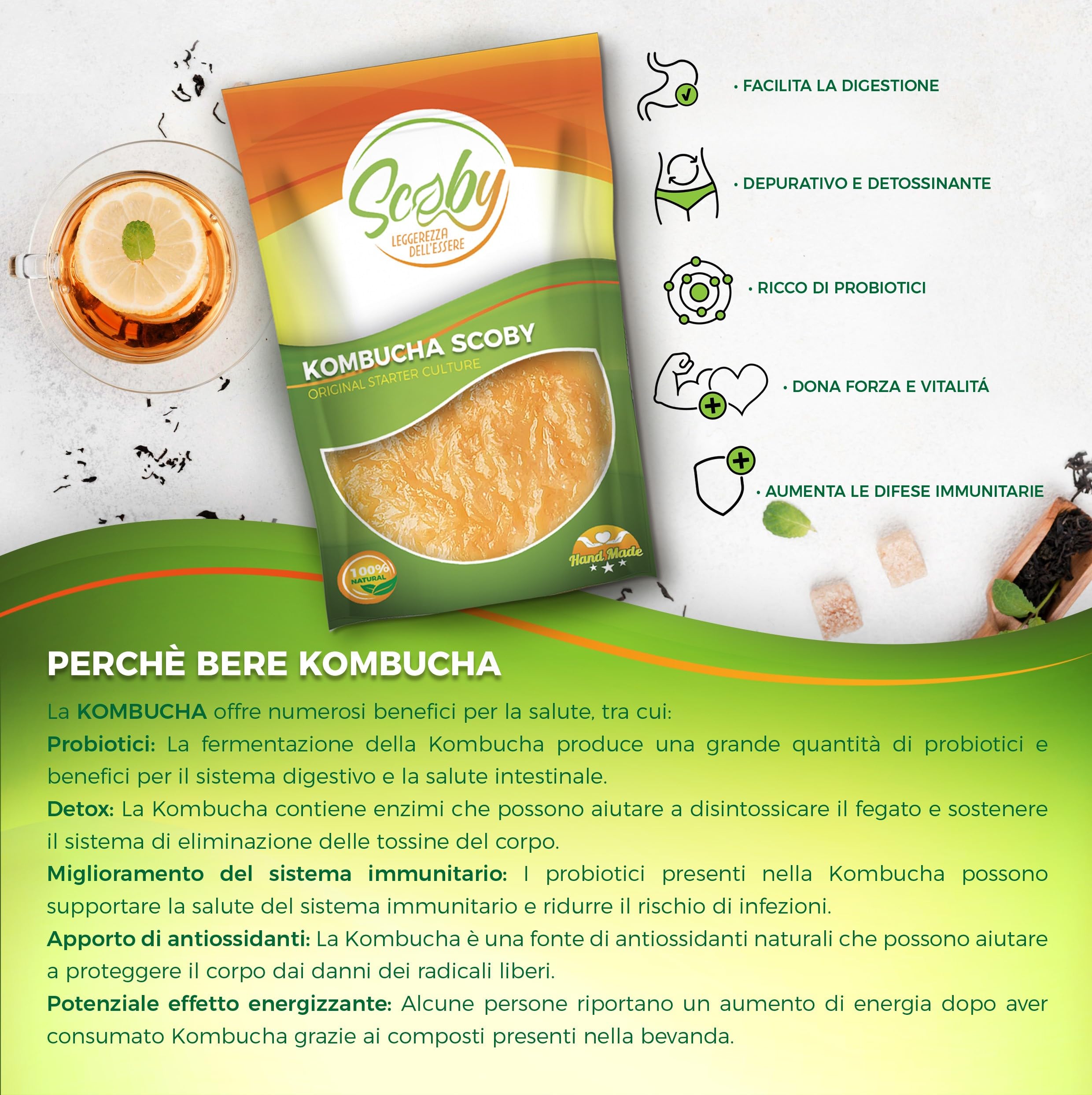 Beer & Wine Kit Preparazione di Kombucha in Casa, Bevanda Kombucha Artigianale, Starter Kombucha fai-da-te,Tè e Zucchero per Bevanda Kombucha Fatta in Casa