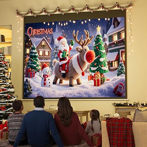 Miniatura 9 de YODOLLA Pantalla de proyector de 100 pulgadas motorizada 43, 4K HD, pantallas de proyección retráctiles retráctiles eléctricas automáticas para