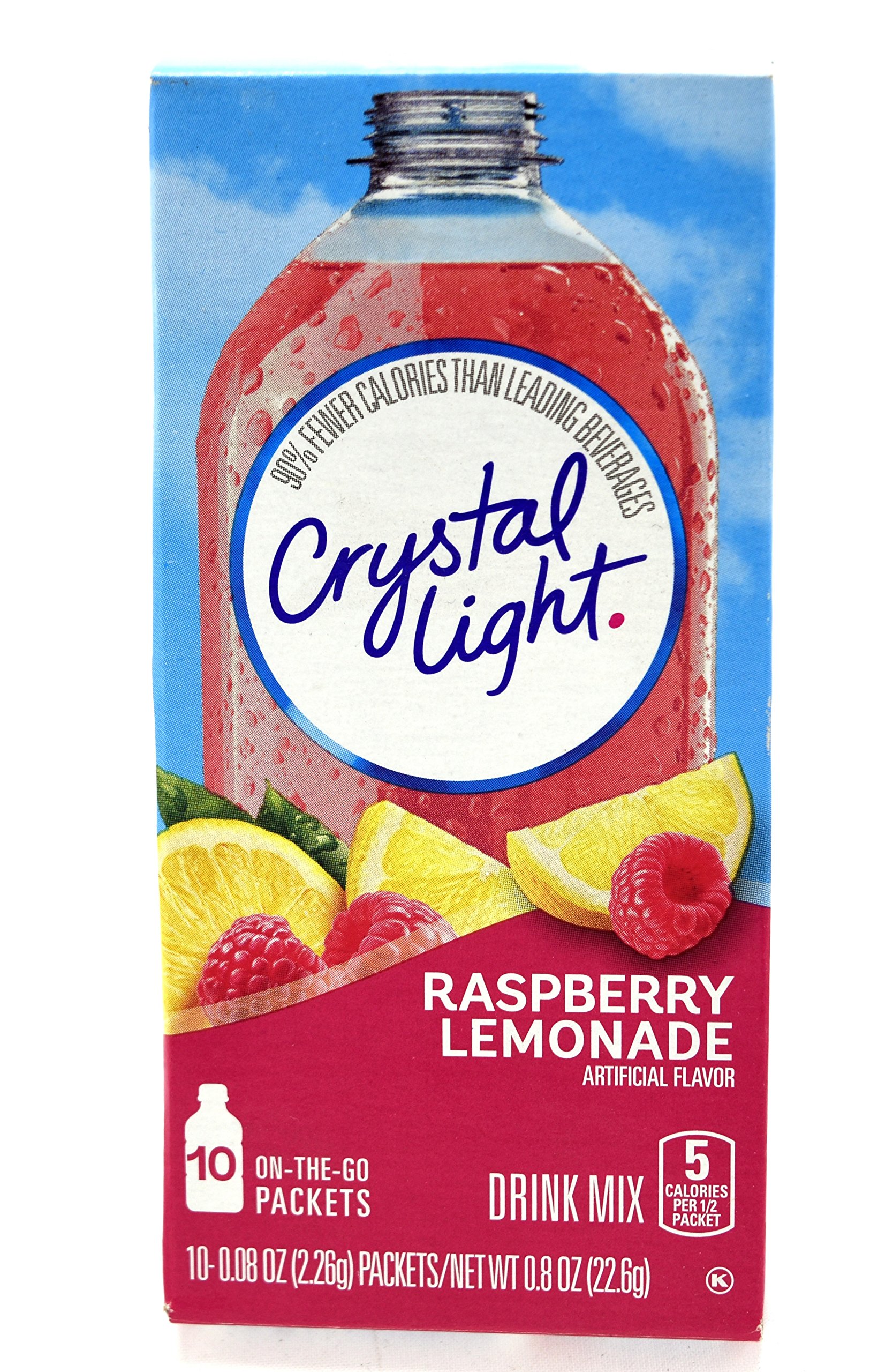 Crystal LightOn The Go Raspberry Lemonade Drink Mix, 10-Packet Box (Pack of 3)